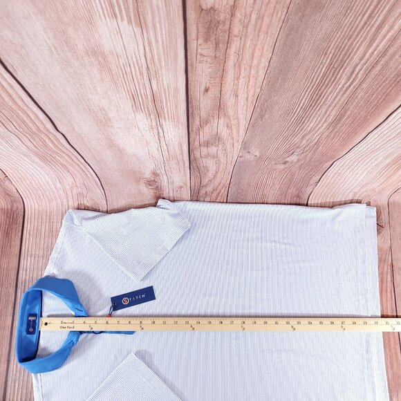 NWT Stitch Bowery Mens M/L Sebonac Blue SS Golf Polo Shirt Striped Performance - Picture 15 of 15